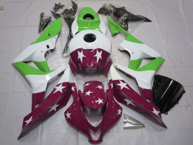 Weiß Grün Kastanienbraun Rot Sterns Streifen 2007-2008 Honda CBR600RR Motorrad Verkleidung