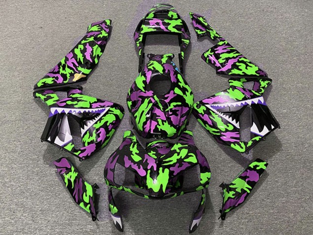 Grün Rosa Camouflage Hai 2003-2004 Honda CBR600RR Motorrad Verkleidung