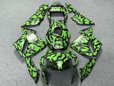 Grün Schwarz Camouflage 2003-2004 Honda CBR600RR Motorrad Verkleidung