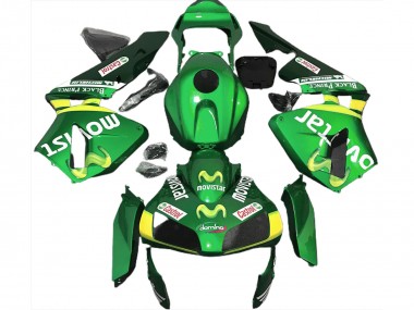 Grün Gelb MoviStar 2003-2004 Honda CBR600RR Motorrad Verkleidung