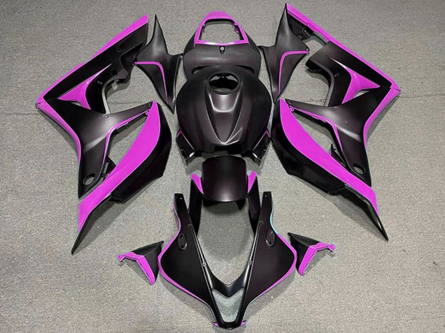 Rosa Matt Schwarz 2007-2008 Honda CBR600RR Motorrad Verkleidung