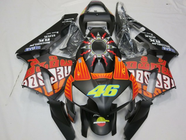 Matt Schwarz Orange Gelb Rossi 46 2003-2004 Honda CBR600RR Motorrad Verkleidung