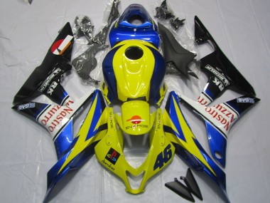 Gelb Blau Weiß Glänzendes Schwarz Nastro Azzurro 2007-2008 Honda CBR600RR Motorrad Verkleidung