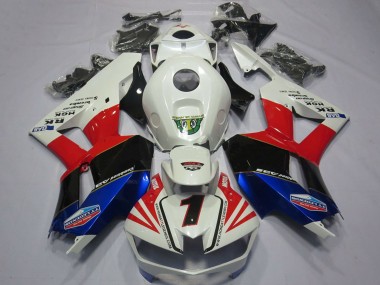 Weiß Rot Blau Schwarz Number 1 2013-2023 Honda CBR600RR Motorrad Verkleidung