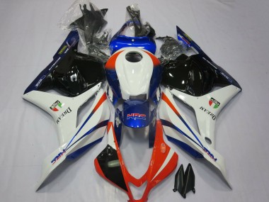 Weiß Blau Rot Glänzendes Schwarz 2009-2012 Honda CBR600RR Motorrad Verkleidung