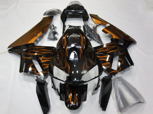 Glänzendes Schwarz Orange Flamme 2003-2004 Honda CBR600RR Motorrad Verkleidung