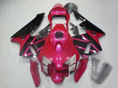 Rosa Glänzendes Schwarz 2003-2004 Honda CBR600RR Motorrad Verkleidung