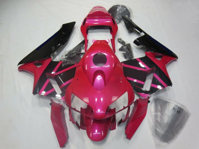 Rosa Glänzendes Schwarz 2003-2004 Honda CBR600RR Motorrad Verkleidung