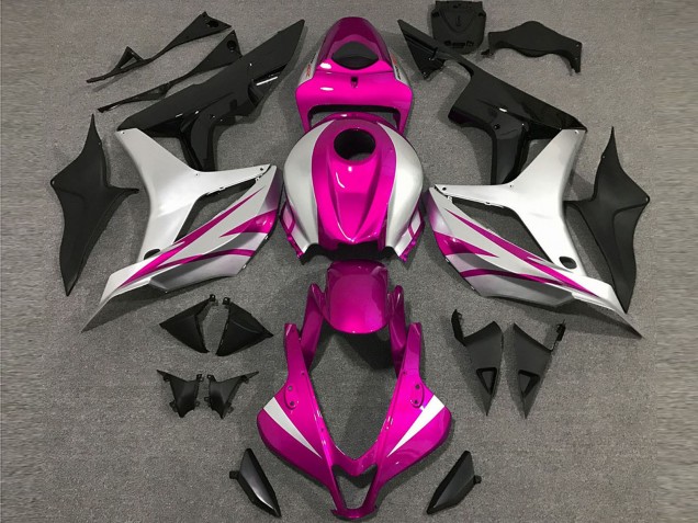 Silber Rosa Glänzendes Schwarz OEM Stil 2007-2008 Honda CBR600RR Motorrad Verkleidung