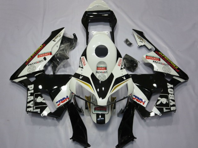 Weiß Gelb Glänzendes Schwarz HRC Playboy 2003-2004 Honda CBR600RR Motorrad Verkleidung
