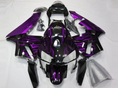 Glänzendes Schwarz Lila Flamme 2003-2004 Honda CBR600RR Motorrad Verkleidung