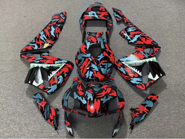 Rot Blau Camouflage Hai 2003-2004 Honda CBR600RR Motorrad Verkleidung