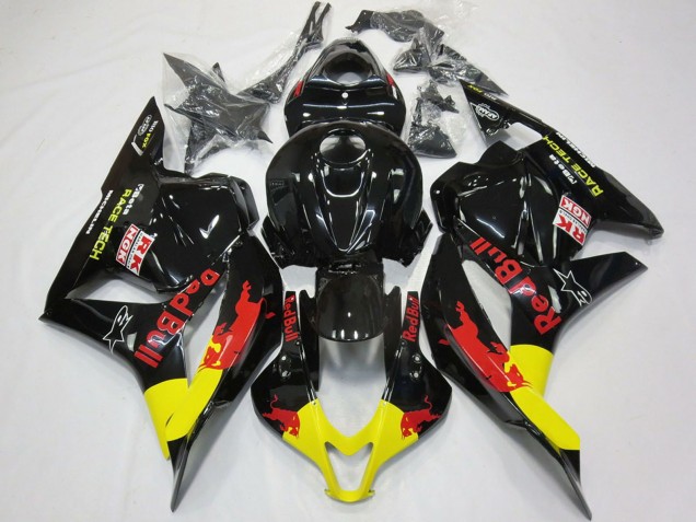 Glänzendes Schwarz Gelb Red Bull 2009-2012 Honda CBR600RR Motorrad Verkleidung