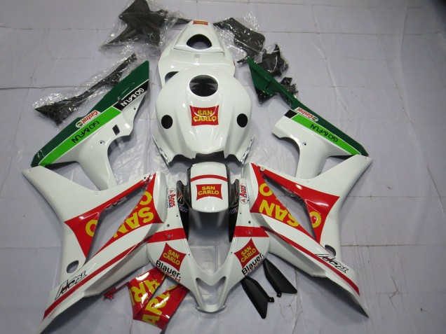 Weiß Rot Grün Gelb San Carlo 2007-2008 Honda CBR600RR Motorrad Verkleidung