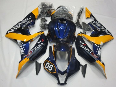 Orange Blau Glänzendes Schwarz 2007-2008 Honda CBR600RR Motorrad Verkleidung