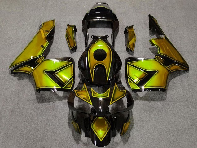 Gold Glänzendes Schwarz 2003-2004 Honda CBR600RR Motorrad Verkleidung