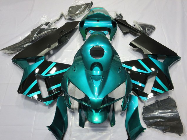 Blau Grün Glänzendes Schwarz Design 2005-2006 Honda CBR600RR Motorrad Verkleidung