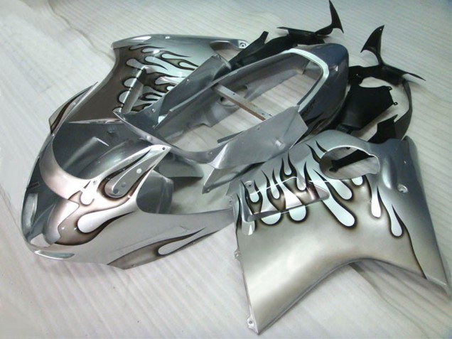 Silber Schwarz Flamme 1996-2007 Honda CBR1100XX Blackbird Motorrad Verkleidung