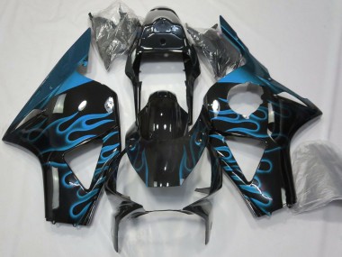 Glänzendes Schwarz Hellblau Flamme 2002-2003 Honda CBR954RR Motorrad Verkleidung