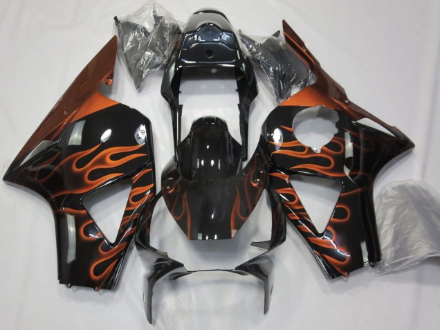 Glänzendes Schwarz Orange Flamme 2002-2003 Honda CBR954RR Motorrad Verkleidung