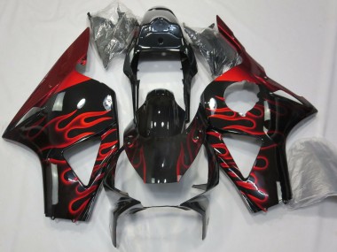 Glänzendes Schwarz Rot Flamme 2002-2003 Honda CBR954RR Motorrad Verkleidung