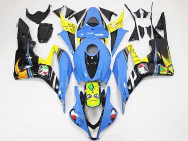 Hellblau Gelb Glänzendes Schwarz Hai 2007-2008 Honda CBR600RR Motorrad Verkleidung