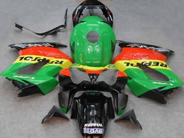 Grün Gelb Rot Schwarz Repsol 2002-2013 Honda VFR 800 Motorrad Verkleidung