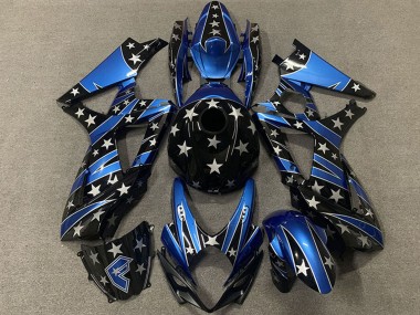 Blau Glänzendes Schwarz Stern 2007-2008 Suzuki GSXR 1000 Motorrad Verkleidung