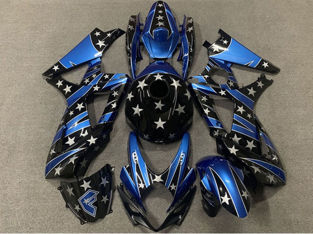 Blau Glänzendes Schwarz Stern 2007-2008 Suzuki GSXR 1000 Motorrad Verkleidung