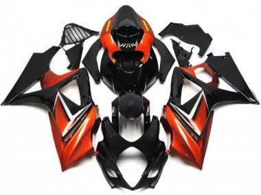 Glänzendes Schwarz Orange 2007-2008 Suzuki GSXR 1000 Motorrad Verkleidung