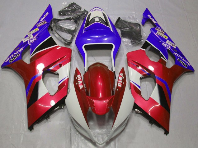 Bonbon Rot Weiß Blau 2003-2004 Suzuki GSXR 1000 Motorrad Verkleidung