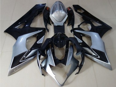 Glänzendes Schwarz Silber 2005-2006 Suzuki GSXR 1000 Motorrad Verkleidung