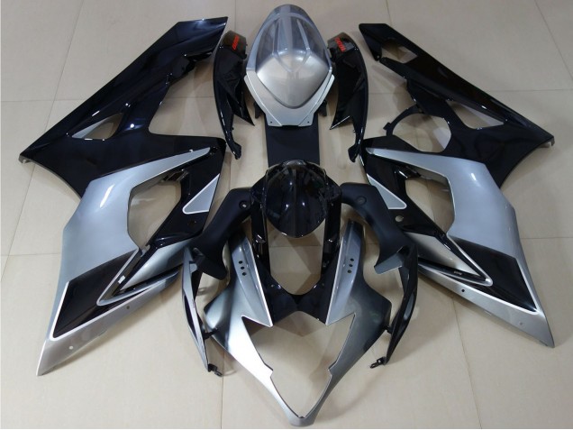 Glänzendes Schwarz Silber 2005-2006 Suzuki GSXR 1000 Motorrad Verkleidung