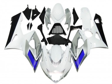 Glänzendes Weiß Silber Blau 2005-2006 Suzuki GSXR 1000 Motorrad Verkleidung