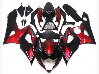 Bonbon Rot Glänzendes Schwarz 2005-2006 Suzuki GSXR 1000 Motorrad Verkleidung