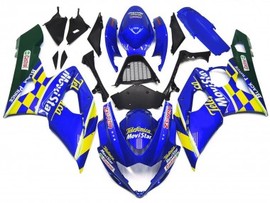 Blau Gelb Grün MoviStar Castrol 2005-2006 Suzuki GSXR 1000 Motorrad Verkleidung