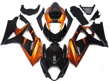 Orange Glänzendes Schwarz 2007-2008 Suzuki GSXR 1000 Motorrad Verkleidung