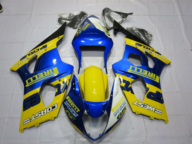 Blau Gelb Schwarz Pirelli 2003-2004 Suzuki GSXR 1000 Motorrad Verkleidung