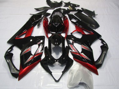 Glänzendes Schwarz Rot Flare 2005-2006 Suzuki GSXR 1000 Motorrad Verkleidung