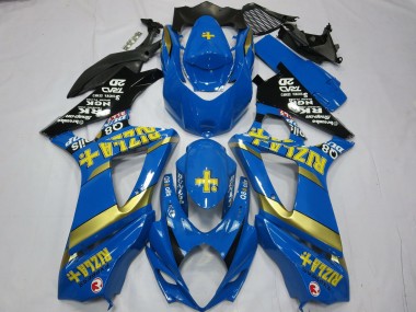 Blau Gold Schwarz Rizla 2007-2008 Suzuki GSXR 1000 Motorrad Verkleidung