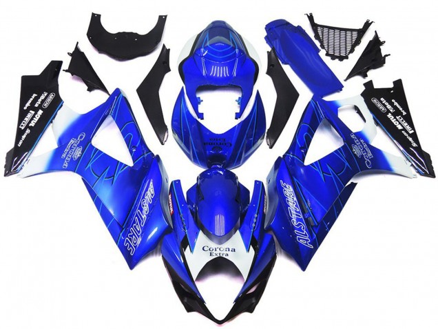 Blau Weiß Schwarz Corona 2007-2008 Suzuki GSXR 1000 Motorrad Verkleidung