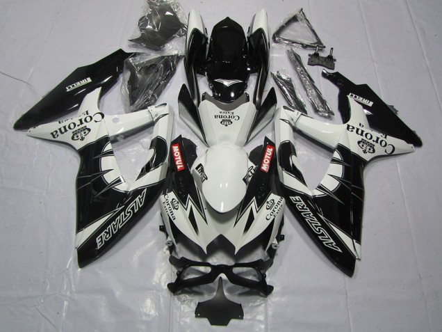 Weiß Schwarz Alstare Corona Motul 2008-2010 Suzuki GSXR 600 / GSXR 750 Motorrad Verkleidung