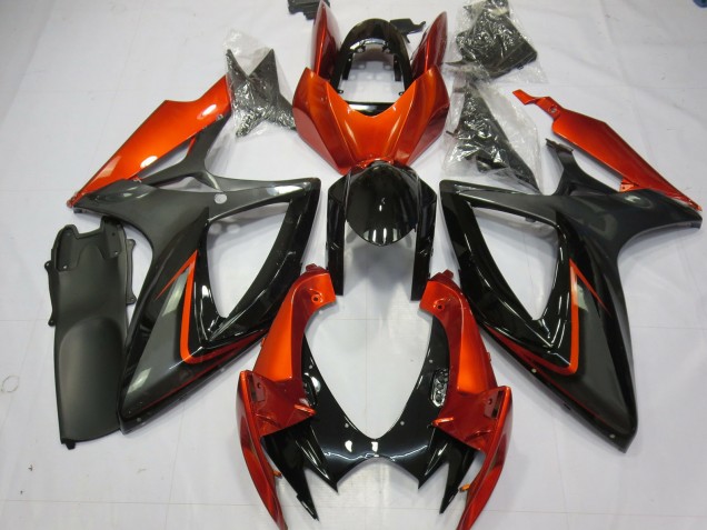Burnt Orange Grau Glänzendes Schwarz 2006-2007 Suzuki GSXR 600 / GSXR 750 Motorrad Verkleidung