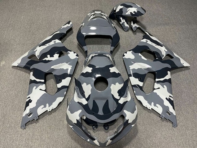 Grau Schwarz Weiß Camouflage 2001-2003 Suzuki GSXR 600 / GSXR 750 Motorrad Verkleidung