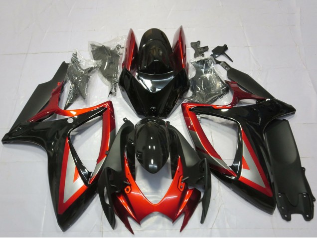 Glänzendes Schwarz Rot Silber 2006-2007 Suzuki GSXR 600 / GSXR 750 Motorrad Verkleidung