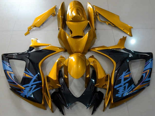 Gold Schwarz Blau 2006-2007 Suzuki GSXR 600 / GSXR 750 Motorrad Verkleidung