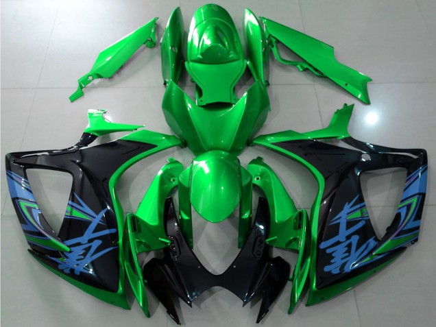 Grün Schwarz Blau 2006-2007 Suzuki GSXR 600 / GSXR 750 Motorrad Verkleidung