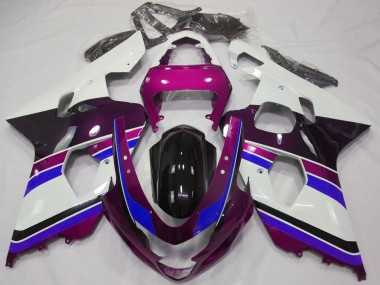 Weiß Rosa Blau Glänzendes Schwarz 2004-2005 Suzuki GSXR 600 / GSXR 750 Motorrad Verkleidung