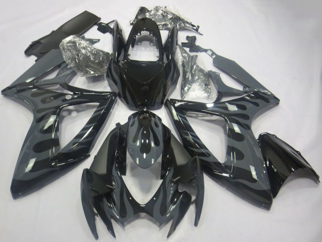 Grau Schwarz Flamme 2006-2007 Suzuki GSXR 600 / GSXR 750 Motorrad Verkleidung