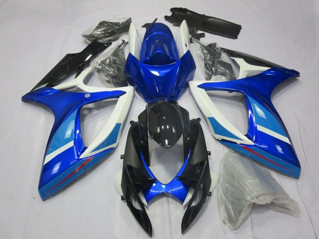 Weiß Blau Glänzendes Schwarz 2006-2007 Suzuki GSXR 600 / GSXR 750 Motorrad Verkleidung